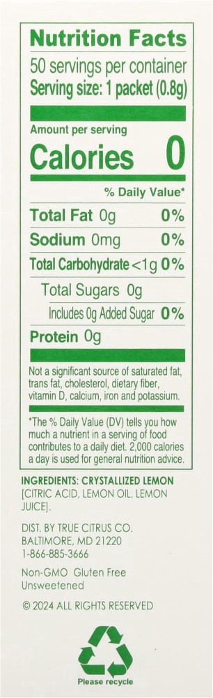 slide 3 of 4, True Lemon® Packets Crystallized Lemon, 50 ct