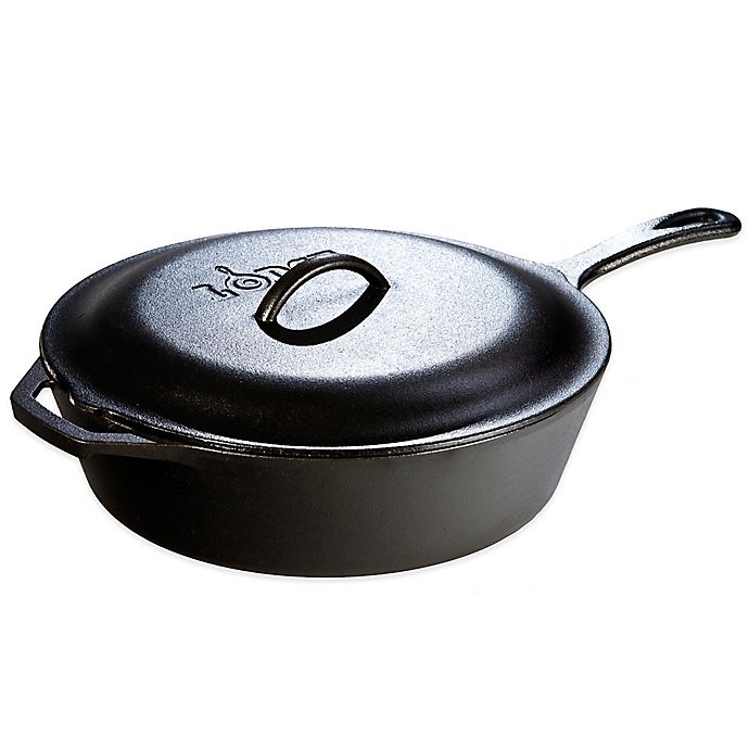 slide 1 of 1, Lodge Cast Iron Covered Skillet, 5 qt