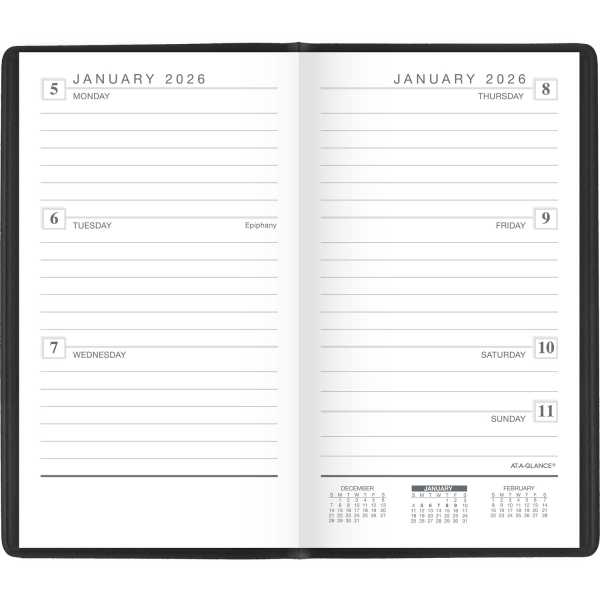 slide 4 of 10, AT-A-GLANCE® Designer Cover 2026 Weekly Planner, Black, Pocket, 3 1/4"" x 5 3/4"", 1 ct