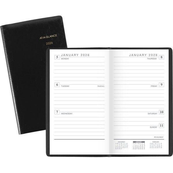 slide 8 of 10, AT-A-GLANCE® Designer Cover 2026 Weekly Planner, Black, Pocket, 3 1/4"" x 5 3/4"", 1 ct