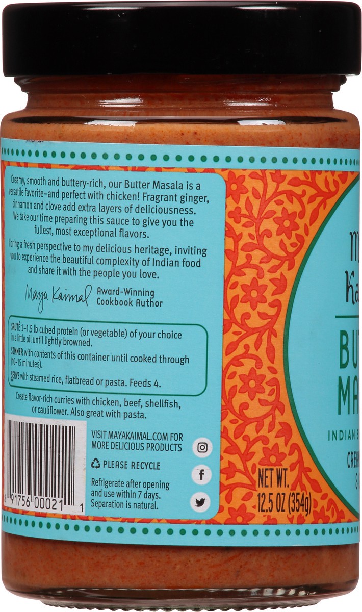 slide 5 of 14, Maya Kaimal Mild Butter Masala Indian Simmer Sauce 12.5 oz, 12.5 oz