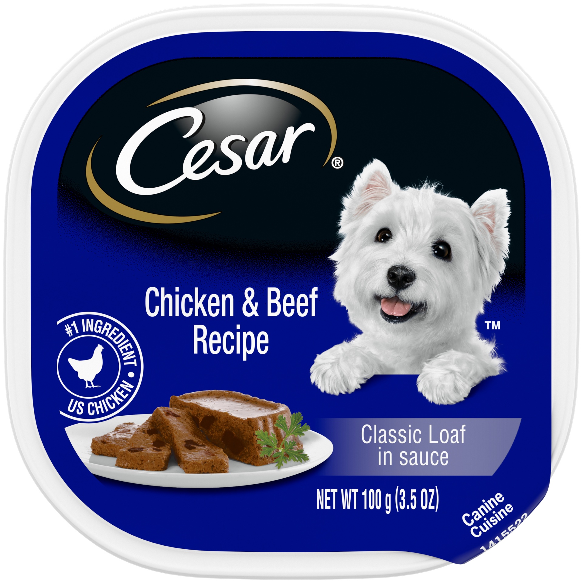 slide 1 of 7, Cesar Wet Dog Food Classic Loaf In Sauce Chicken & Beef Recipe, 3.5 oz