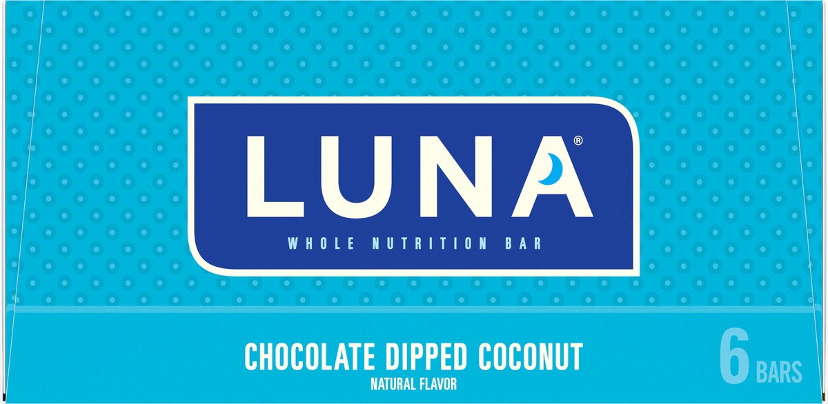 slide 3 of 9, LUNA Bar - Chocolate Dipped Coconut Flavor - Gluten-Free - Non-GMO - 7-9g Protein - Made with Organic Oats - Low Glycemic - Whole Nutrition Snack Bars - 1.69 oz. (6 Pack), 10.14 oz