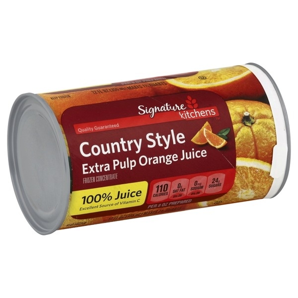 slide 1 of 4, Signature Kitchens Country Style Extra Pulp 100% Orange Juice Frozen Concentrate, 12 fl oz