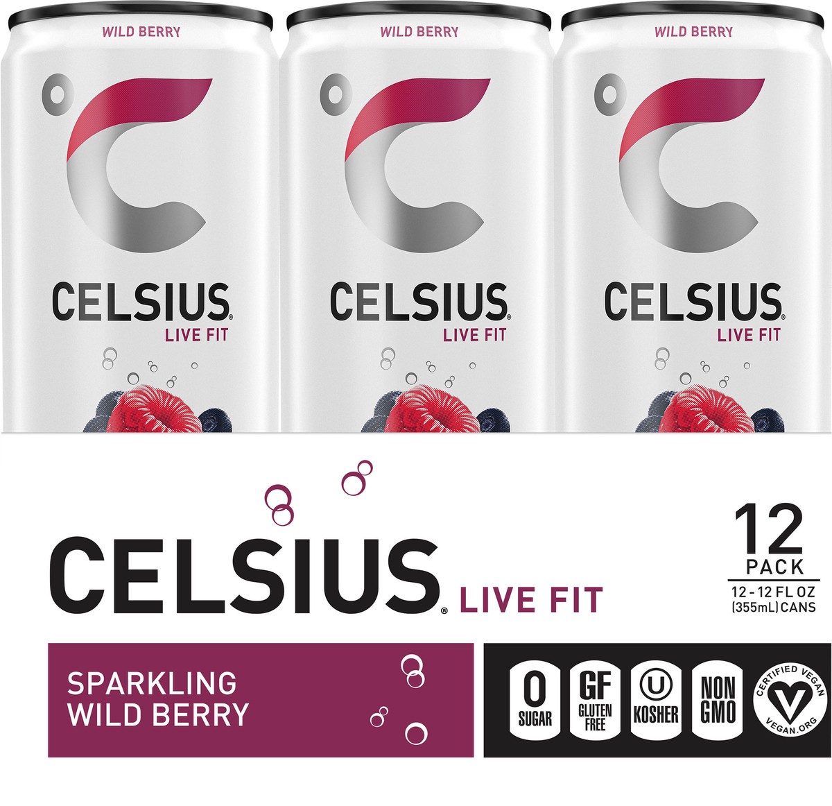 slide 4 of 5, CELSIUS CELSIUS Energy Drink Wild Bry 12 12 Oz, 1 ct