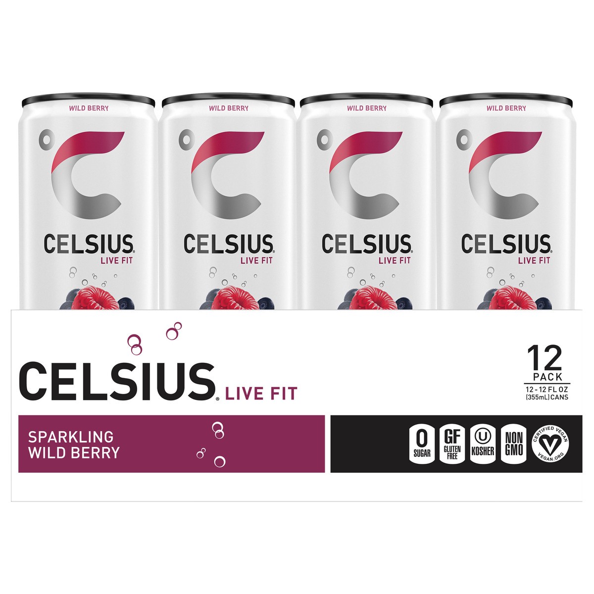 slide 1 of 5, CELSIUS CELSIUS Energy Drink Wild Bry 12 12 Oz, 1 ct