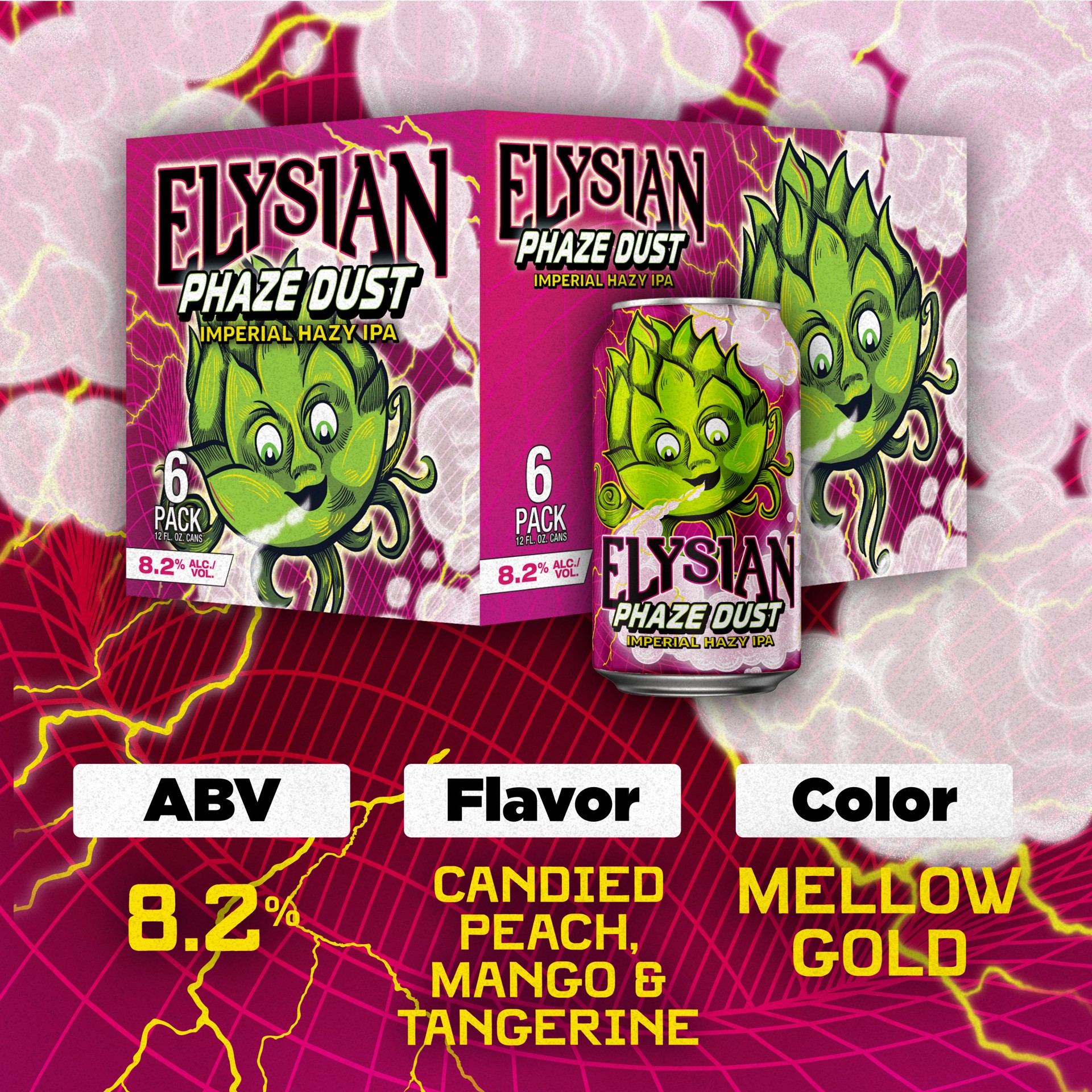 slide 4 of 8, Elysian Phaze Dust Hazy IPA Craft Beer 6 Pack 12 fl oz cans, 6 ct; 12 fl oz