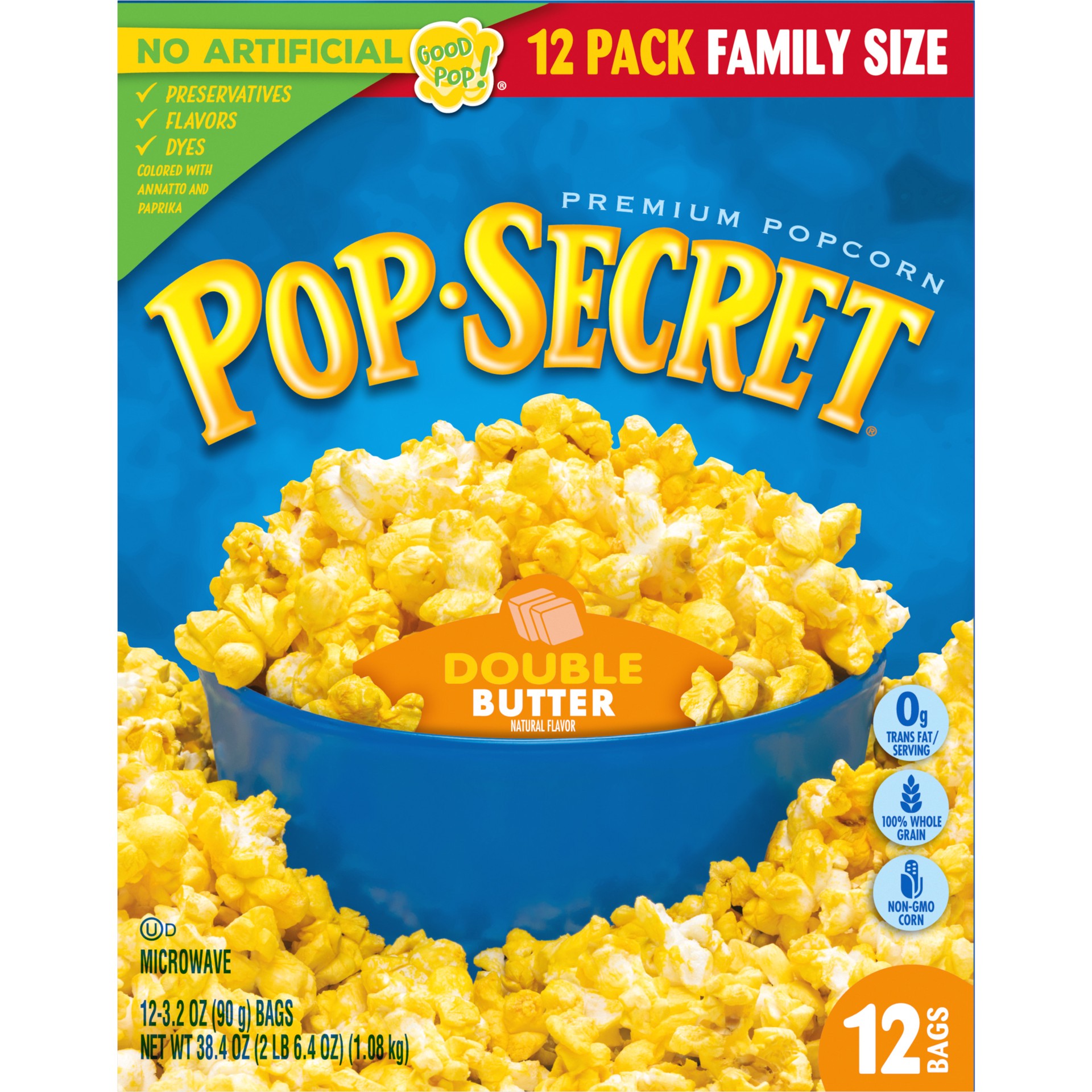 slide 2 of 6, Pop-Secret Popcorn, Double Butter Microwave Popcorn, 3.2 Oz Sharing Bags, 12 Ct, 38.4 oz