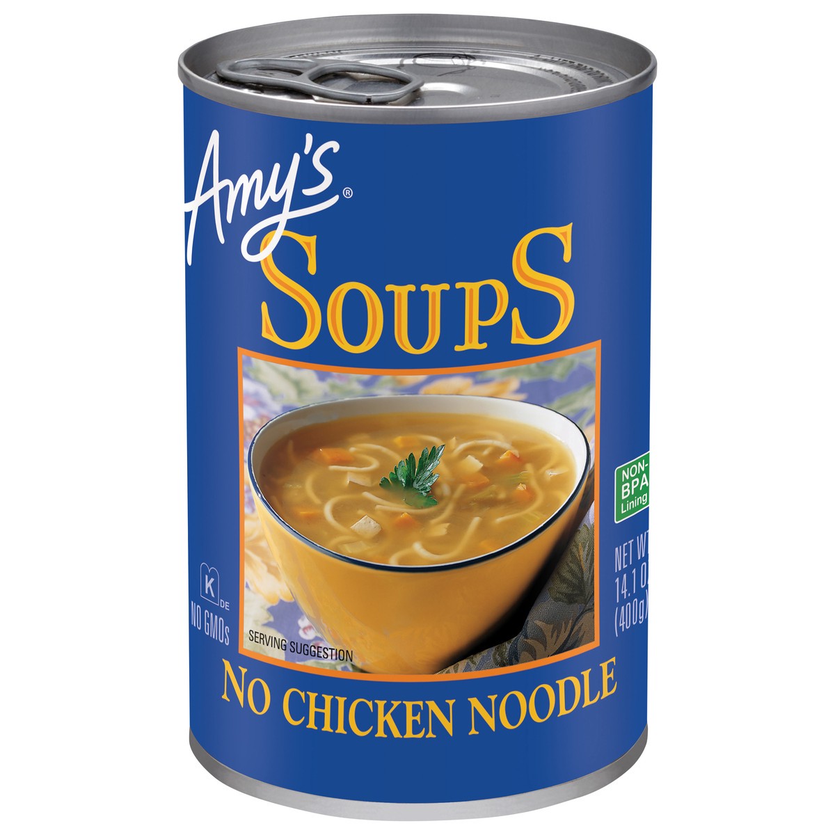 slide 1 of 7, Amy's No Chicken Noodle Soup, 14.1 oz