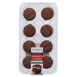 Olivier's Candies Festive Chocolate-Dipped Sandwich Cookies