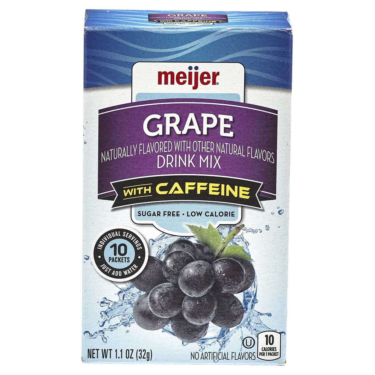 slide 1 of 5, Meijer Grape Drink Mix with Caffeine - 10 ct, 10 ct