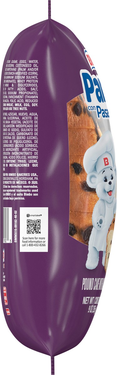 slide 5 of 9, Bimbo Panqué con Pasas Plain Pound Cake with Raisins, 9.88 oz, 8.81 oz