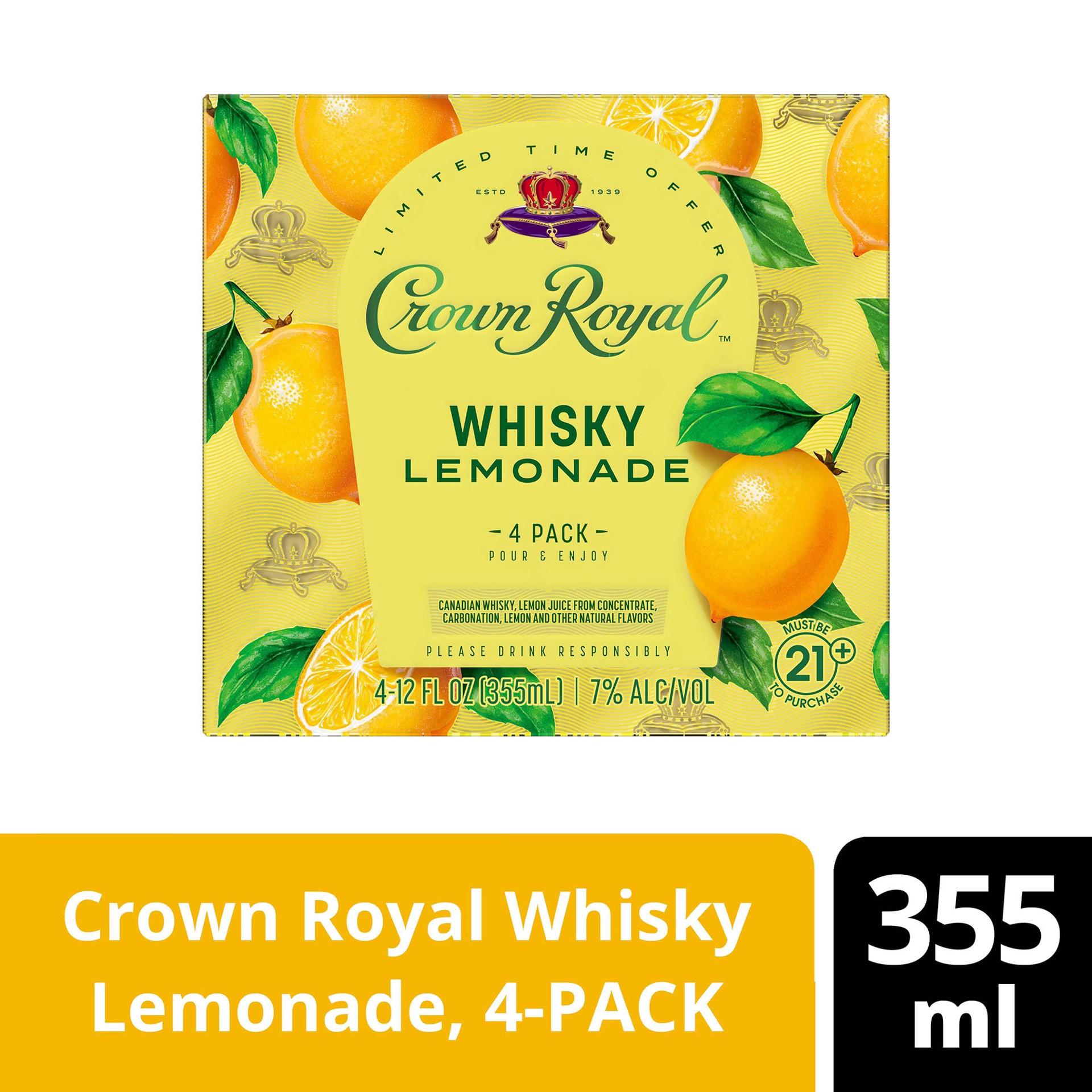 slide 2 of 4, Crown Royal Whisky Lemonade Canadian Whisky Cocktail, 1420 ml