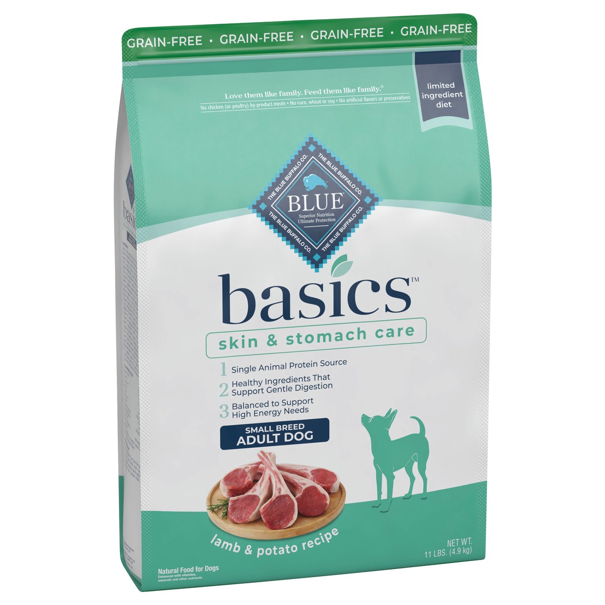 slide 9 of 9, Blue Buffalo Basics Limited Ingredient Diet, Grain Free Natural Adult Small Breed Dry Dog Food, 11 lb