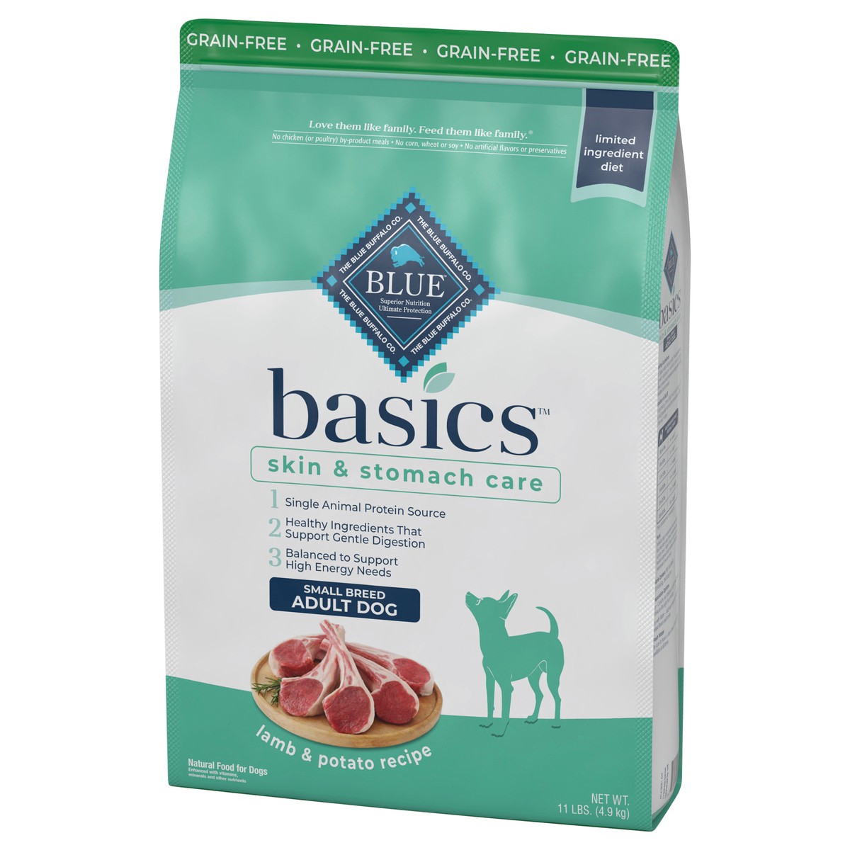 slide 2 of 9, Blue Buffalo Basics Limited Ingredient Diet, Grain Free Natural Adult Small Breed Dry Dog Food, 11 lb