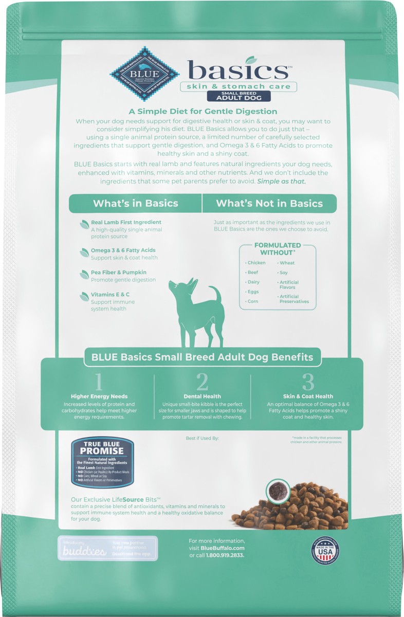 slide 4 of 9, Blue Buffalo Basics Limited Ingredient Diet, Grain Free Natural Adult Small Breed Dry Dog Food, 11 lb