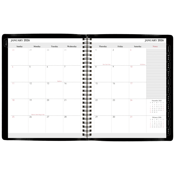 slide 4 of 7, Office Depot Brand Weekly Monthly Appointment Book Planner, 7"" x 9"", Black, January 2026 to December 2026, OD71160026, 1 ct