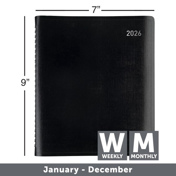 slide 6 of 7, Office Depot Brand Weekly Monthly Appointment Book Planner, 7"" x 9"", Black, January 2026 to December 2026, OD71160026, 1 ct