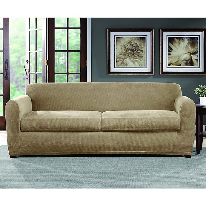 slide 1 of 1, SureFit Home Decor Ultimate Stretch Chenille 2-Cushion Sofa Slipcover - Tan, 1 ct