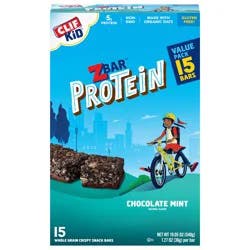 Zbar Protein - Chocolate Mint - Crispy Whole Grain Snack Bars - Made with Organic Oats - Non-GMO - 5g Protein - 1.27 oz. (15 Pack)
