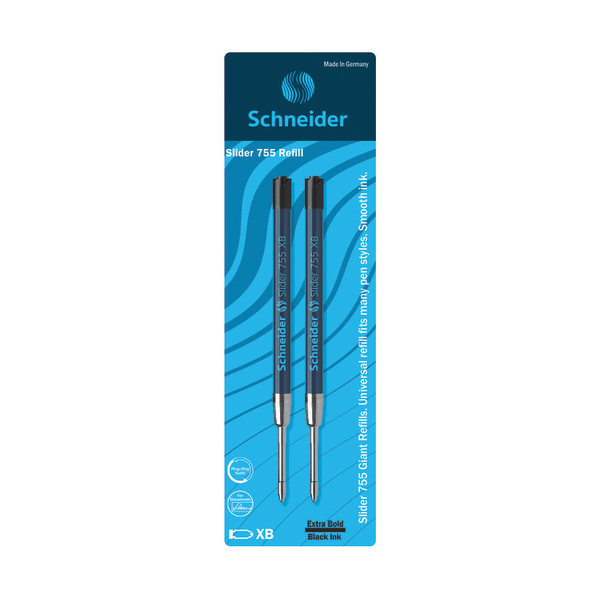 slide 1 of 2, Schneider Slider Xb Giant Ballpoint Pen Refills, Extra-Bold Point, 1.4Mm, Black Ink, Pack Of 2, 2 ct