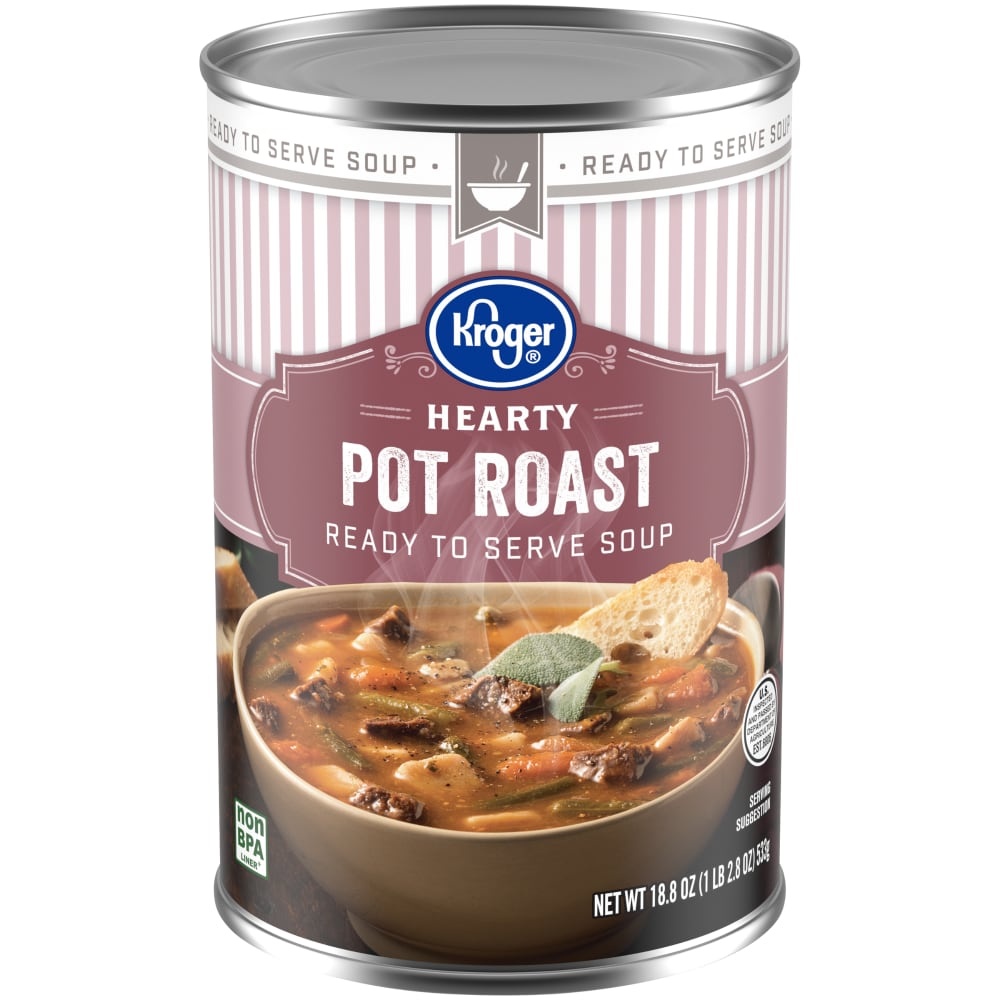 slide 1 of 3, Kroger Roasted Chicken Noodle Soup, 18.6 oz