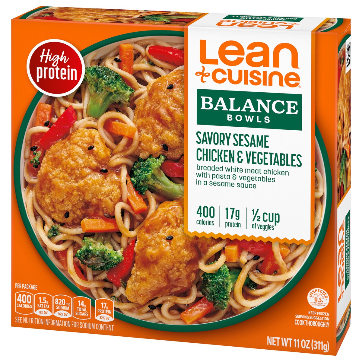 slide 8 of 15, Lean Cuisine Frozen Meal Savory Sesame Chicken and Vegetables, Balance Bowls Microwave Meal, Frozen Chicken Dinner with Veggies, Frozen Dinner for One, 11 oz