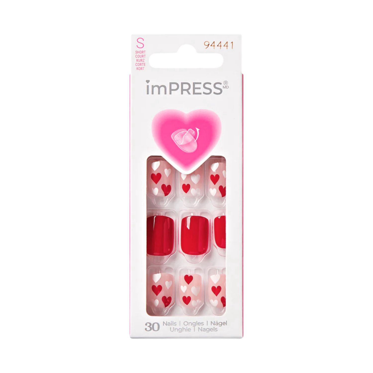 slide 1 of 1, KISS Ks Impress Nails - Full Heart, 1 ct