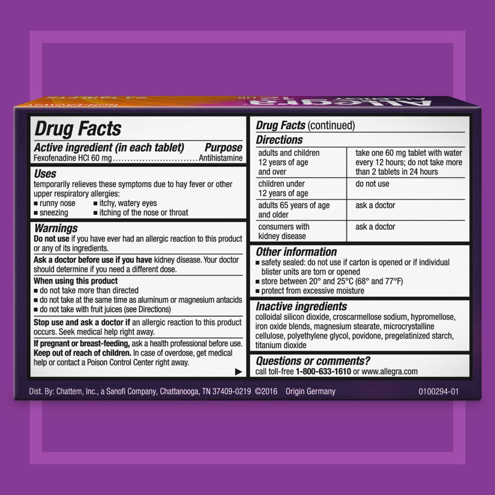 slide 41 of 43, Allegra Adult Non-Drowsy Antihistamine Allergy Relief Tablets, 24 ct