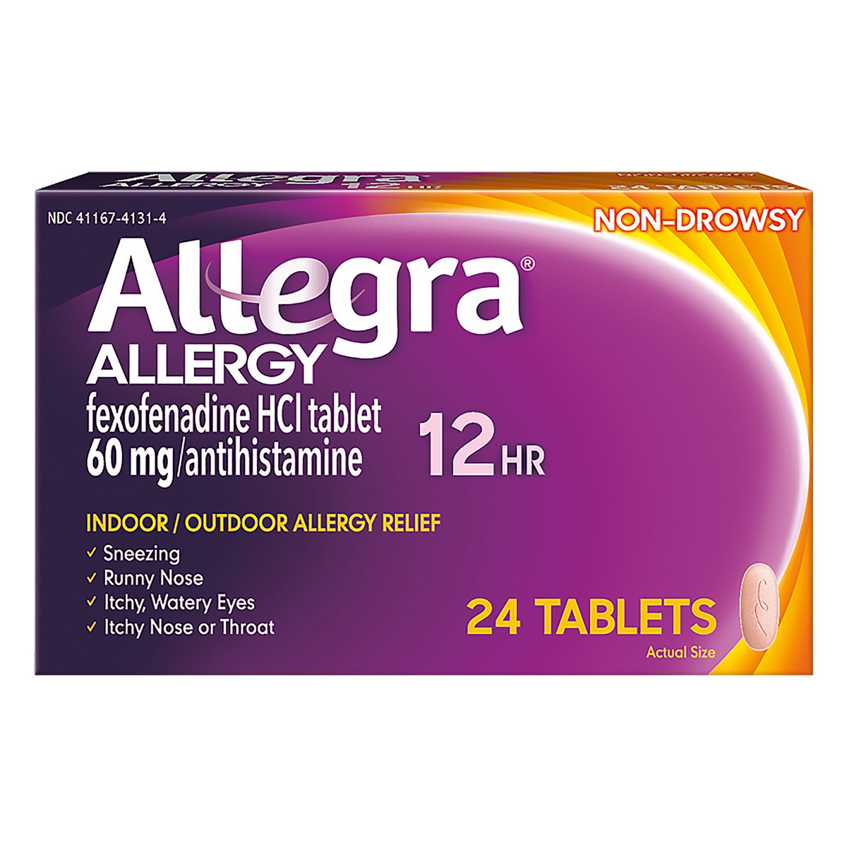 slide 1 of 43, Allegra Adult Non-Drowsy Antihistamine Allergy Relief Tablets, 24 ct