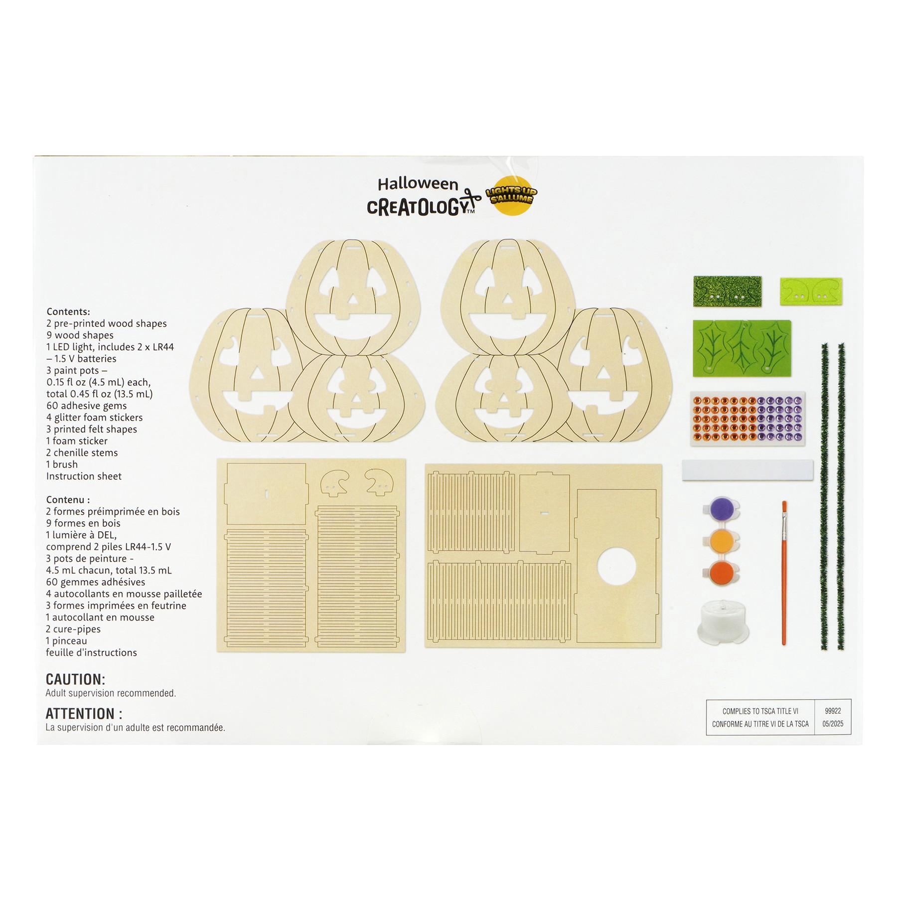 slide 4 of 4, 3d Wood Jack-O'-Lantern Craft Kit By Creatology, 5 in x 8 in x 2 in