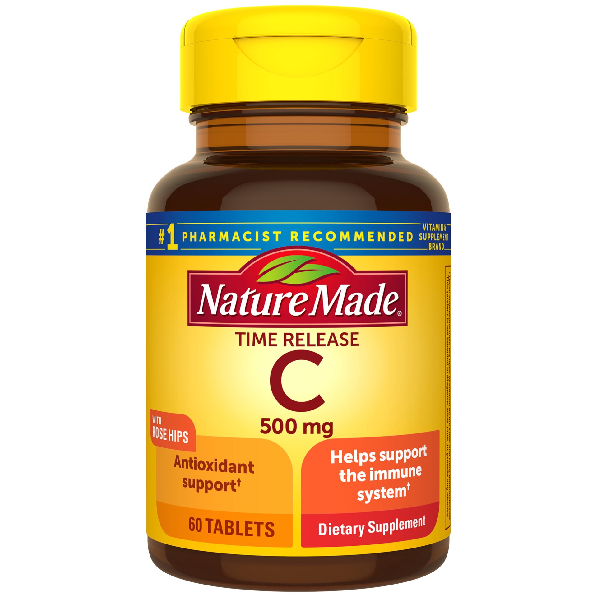 slide 1 of 9, Nature Made Vitamin C 500 mg Time Release Tablets with Rose Hips, 60 Count to Help Support the Immune System, 60 ct