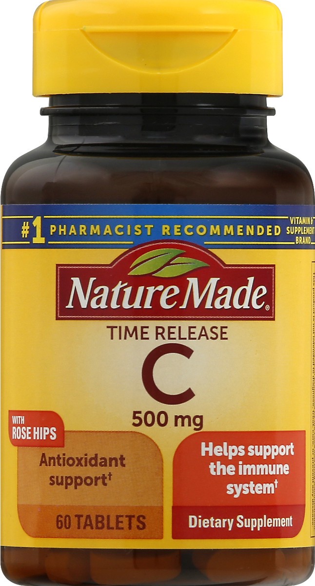 slide 9 of 9, Nature Made Vitamin C 500 mg Time Release Tablets with Rose Hips, 60 Count to Help Support the Immune System, 60 ct