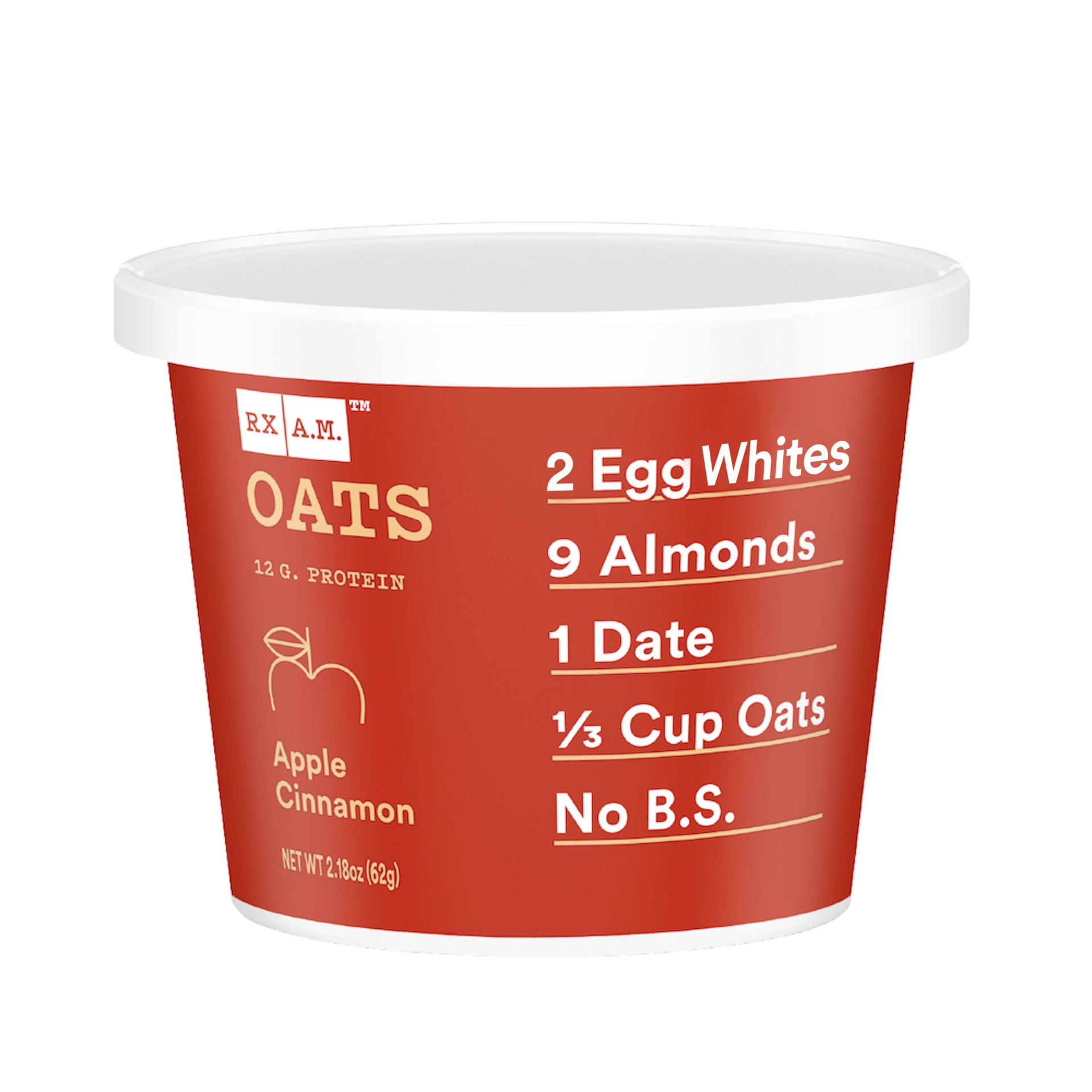 slide 1 of 9, RX A.M. Oats Oat Cup, Apple Cinnamon, 12g Protein, 2.18oz Cup, 1 Count, 2.18 oz