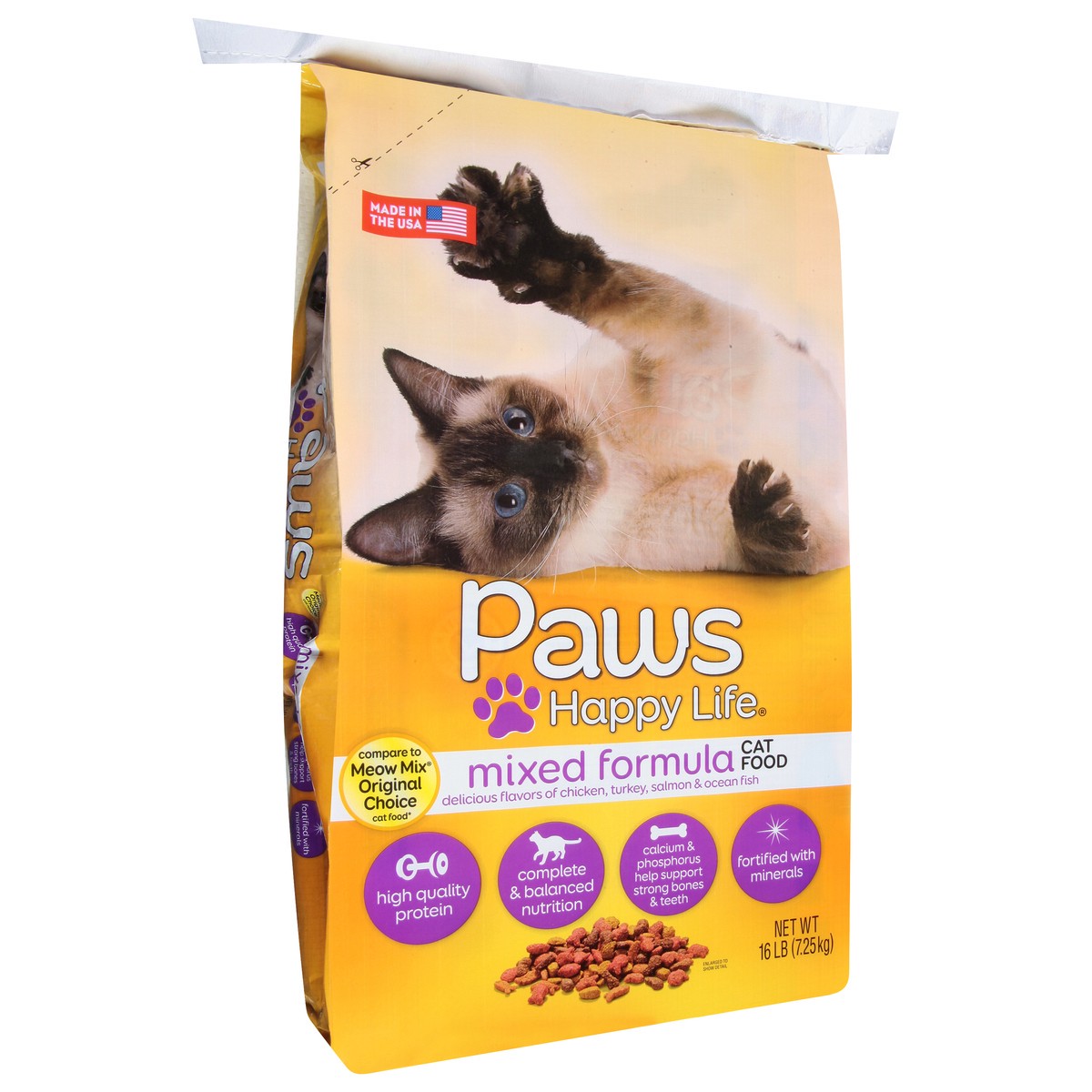 slide 5 of 10, Paws Happy Life Cat Food Mixed Formula, 16 lb