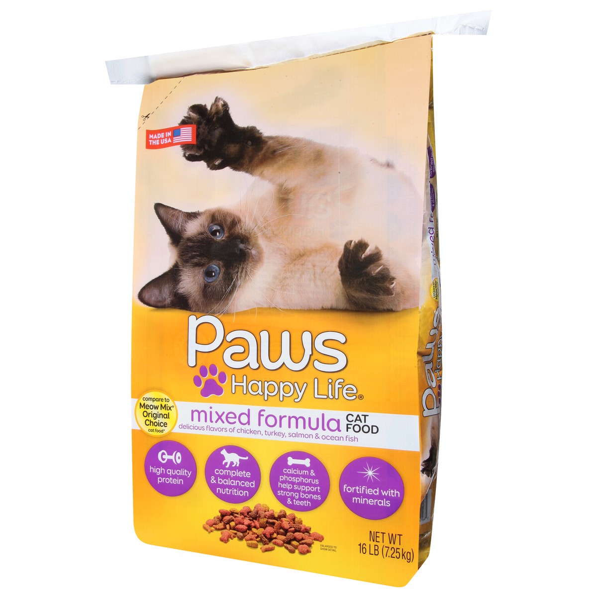 slide 7 of 10, Paws Happy Life Cat Food Mixed Formula, 16 lb