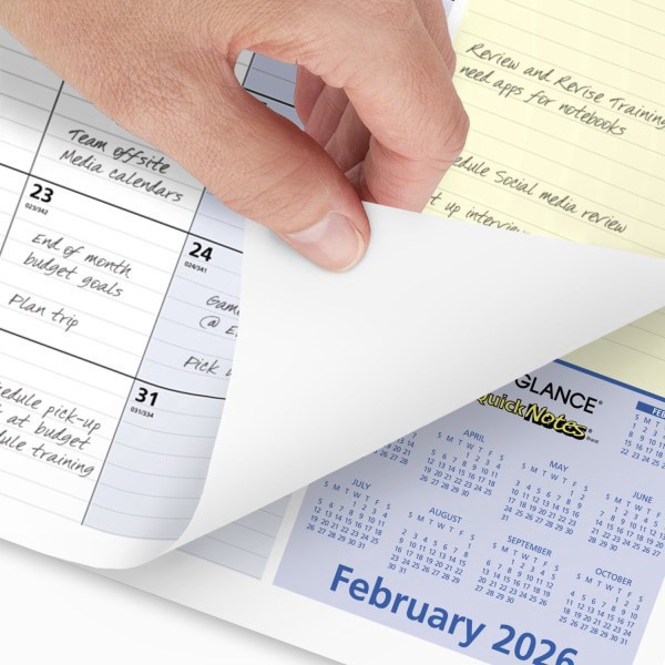 slide 3 of 8, AT-A-GLANCE® QuickNotes® 2026 Monthly Desk Pad Calendar, Compact, 18"" x 11"", 1 ct