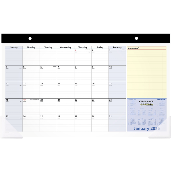 slide 8 of 8, AT-A-GLANCE® QuickNotes® 2026 Monthly Desk Pad Calendar, Compact, 18"" x 11"", 1 ct