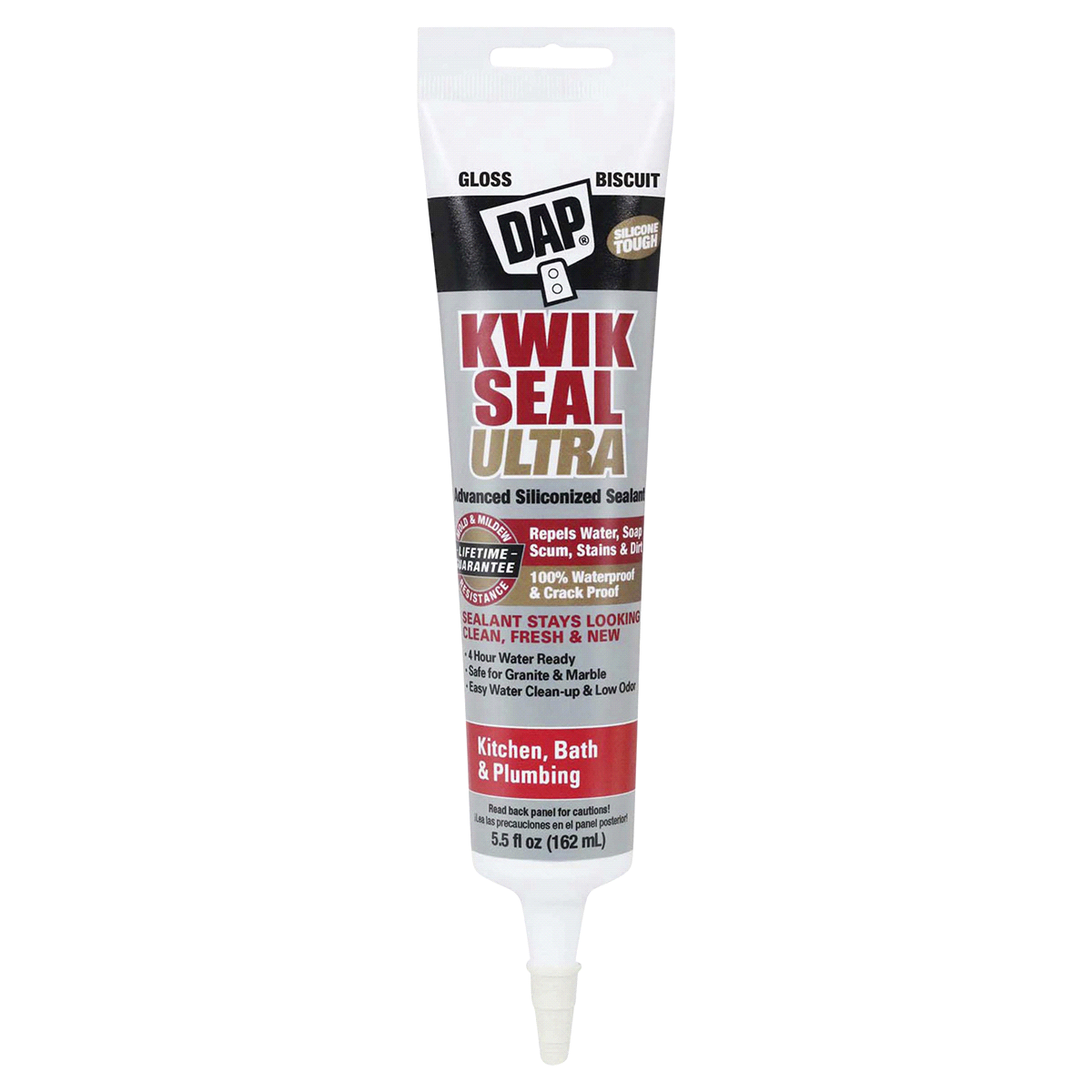 slide 1 of 5, DAP KWIK SEAL ULTRA Premium Siliconized Sealant, Biscuit, 5.5 fl oz