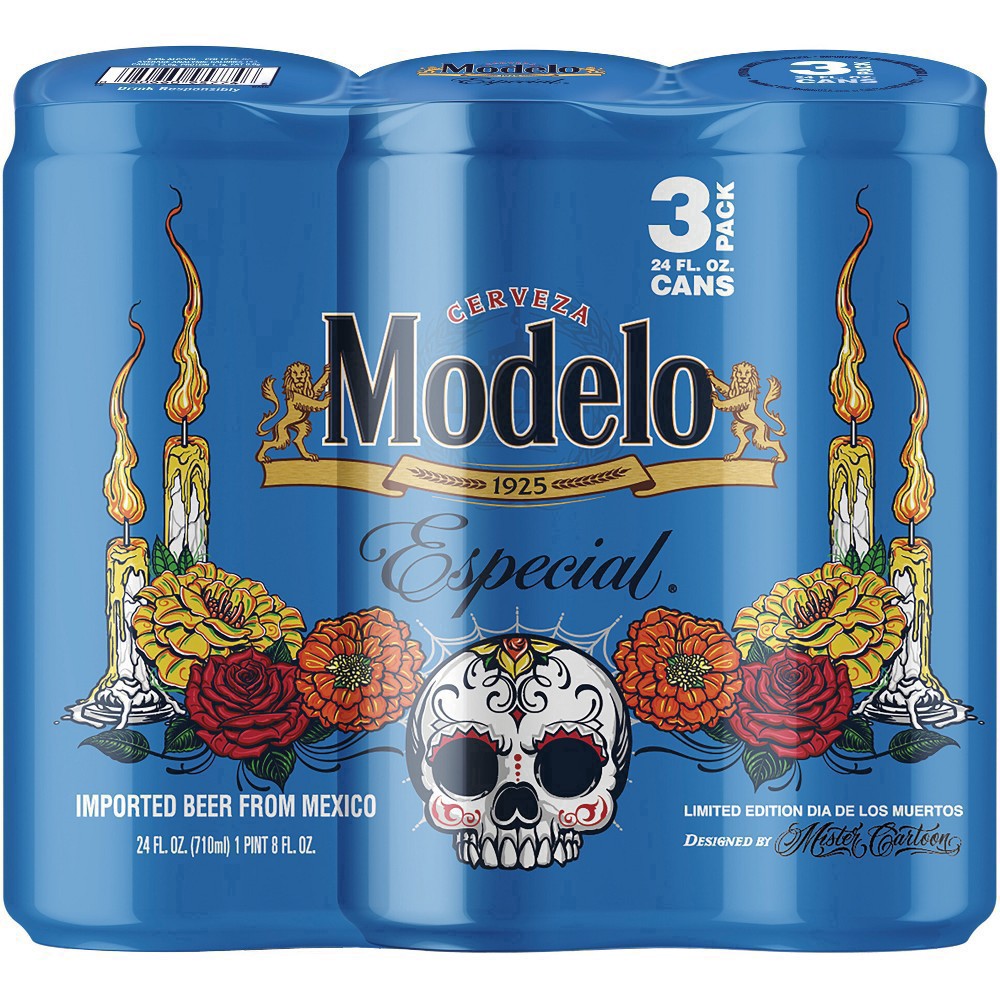 slide 22 of 23, Modelo Mexican Lager Import Beer, 3 pk 24 fl oz Cans, 4.4% ABV, 72 fl oz