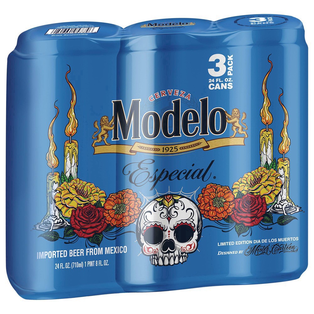 slide 10 of 23, Modelo Mexican Lager Import Beer, 3 pk 24 fl oz Cans, 4.4% ABV, 72 fl oz