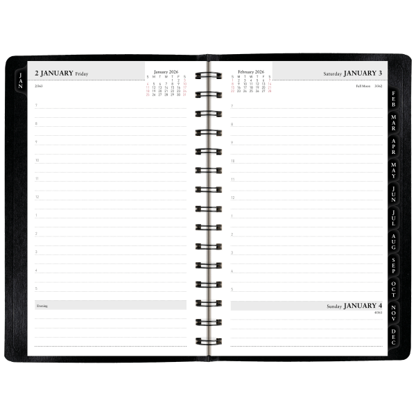 slide 4 of 5, Office Depot Brand Daily Planner, 5"" x 8"", Black, January 2026 to December 2026, OD00010026, 1 ct