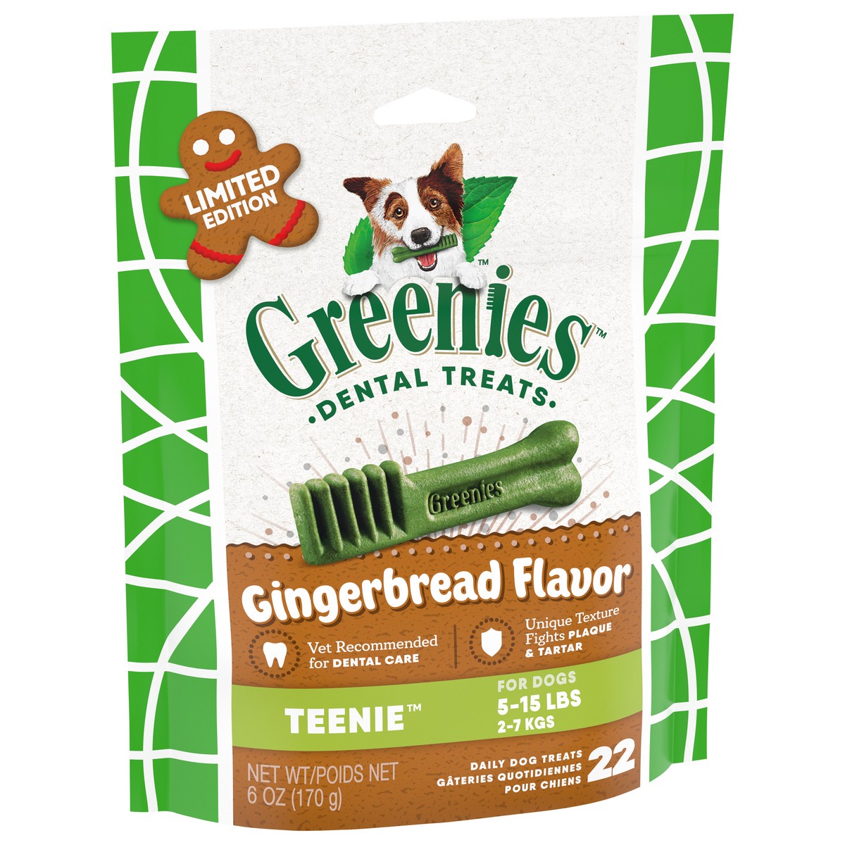 slide 12 of 15, Greenies Teenie Dental Gingerbread Flavor Dog Treats 22 ea, 6 Oz