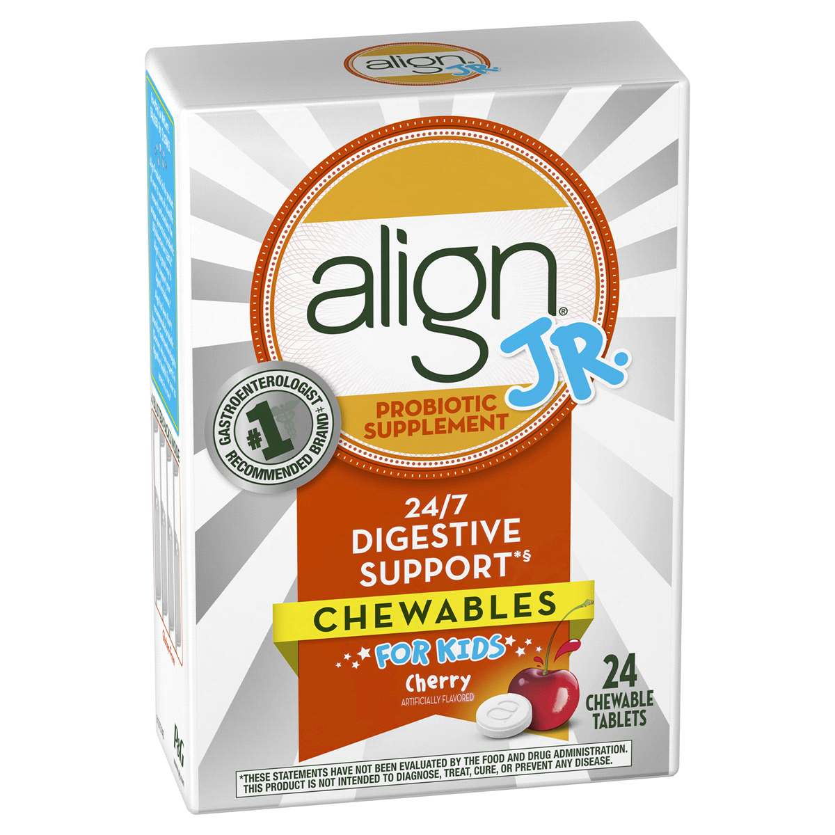 slide 3 of 3, Align Jr. Chewables For Kids Cherry Smoothie Probiotic Supplement Chewable Tablets, 24 ct