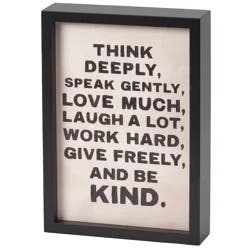 By Kathy Inset Box Sign - Think Deeply, 7 in x 10 in x 1.75 in