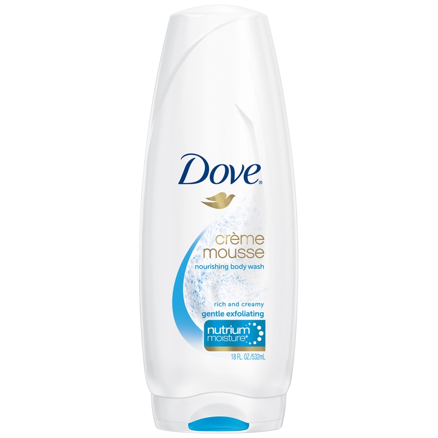 slide 1 of 1, Dove Creme Mousse Gentle Exfoliating Nourishing Body Wash, 18 fl oz