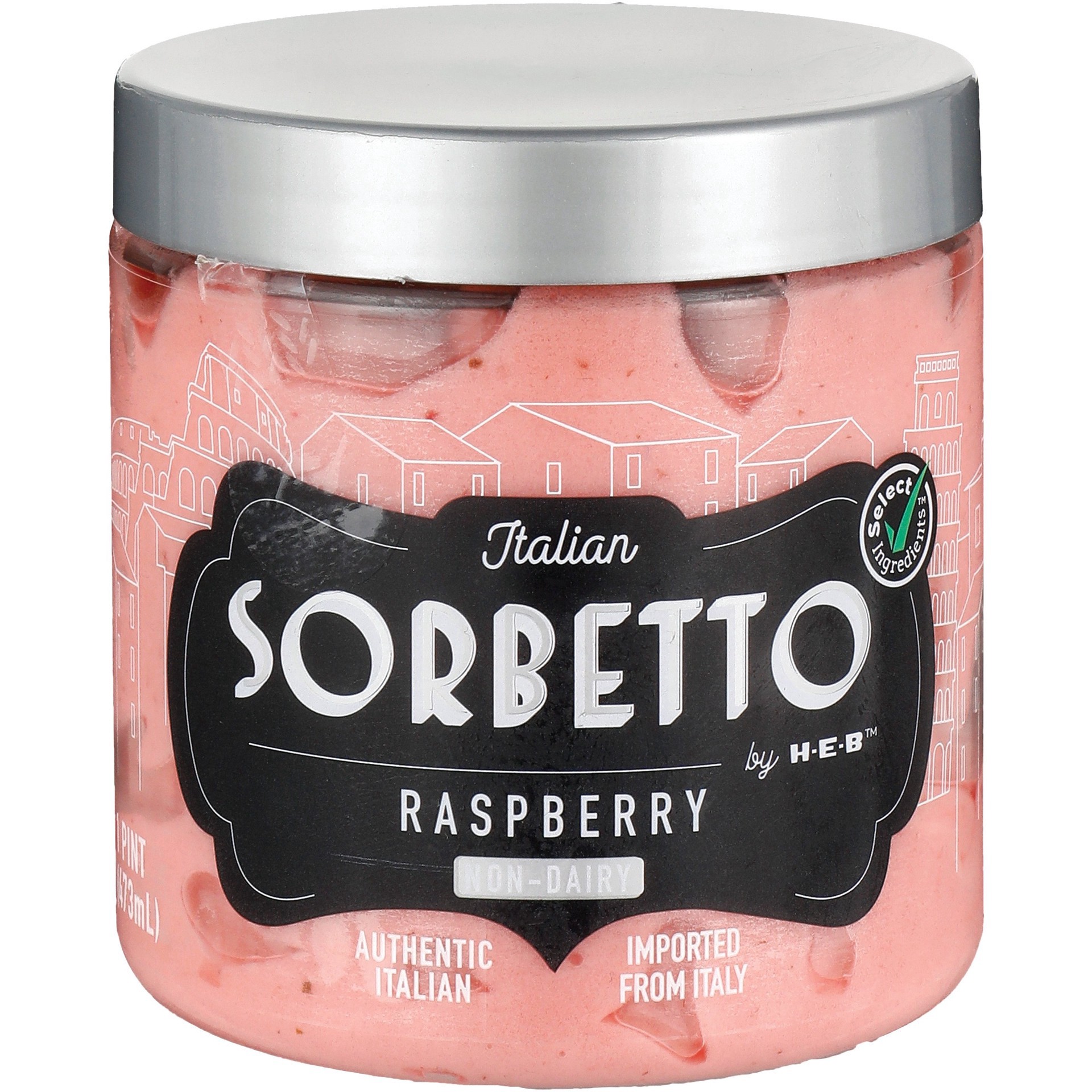 slide 1 of 1, Italian Sorbetto by H-E-B Non-Dairy Frozen Dessert - Raspberry, 1 pint