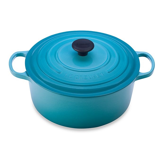 slide 1 of 2, Le Creuset Signature Round Dutch Oven - Caribbean, 7.25 qt