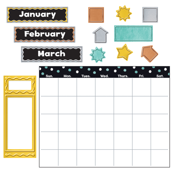 slide 1 of 1, TREND I Heart Metal 30-Piece Wipe-Off Calendar Bulletin Board Set, Multicolor, 1 ct