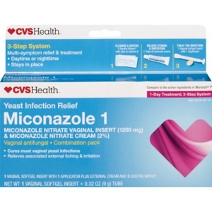 slide 1 of 1, CVS Health Miconazole Yeast Infection Relief 1-Day Treatment; 3-Step System, 1 ct